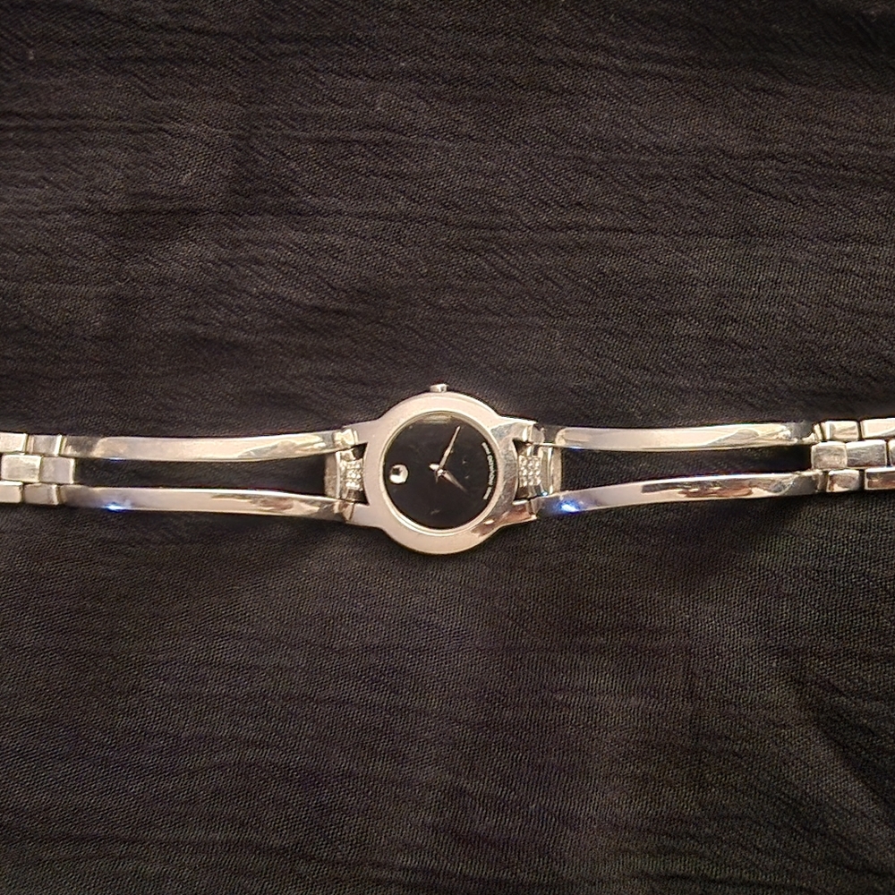 MOVADO Amorosa Silver & Black with diamond accent - Picture 7 of 14